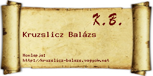 Kruzslicz Balázs névjegykártya